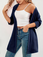 Elegant Plus Size Women's Open Front Cardigan | Stretch Half Sleeve Knit Cover Up