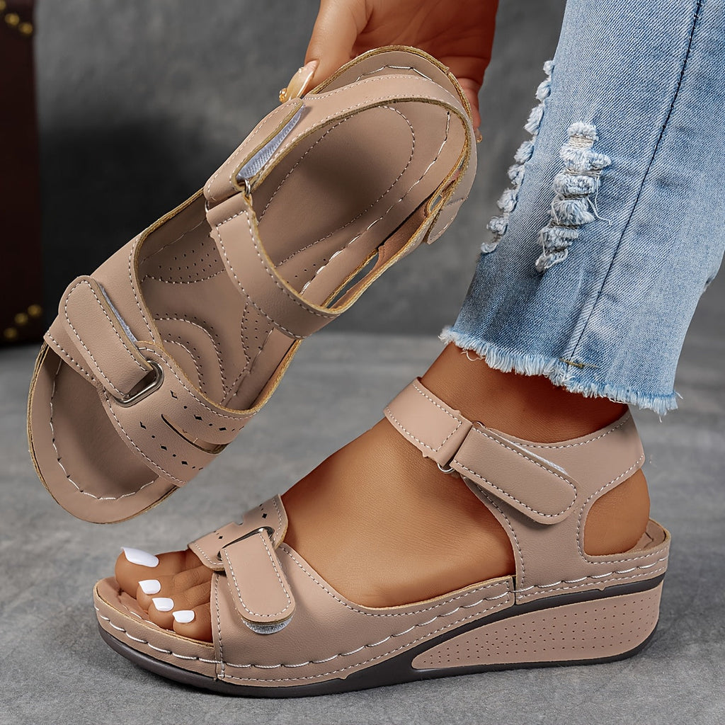 Women's Orthopedic Sandals with Adjustable Straps and Cushioned Sole - Khaki
