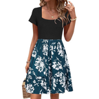 Elegant Square Neck Summer Dress – Lightweight Flattering Fit for Women