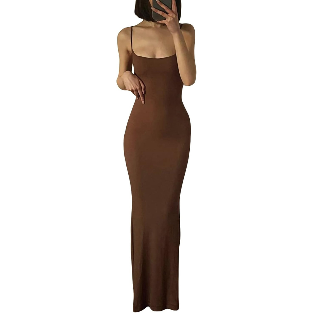 Classic Long-Length Bodycon Dress – Figure Hugging Shapewear for Women