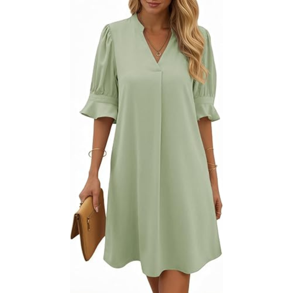V-Neck Midi Summer Dress – Lightweight for Women