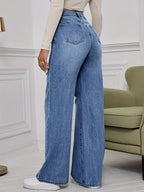 Fashion Casual Versatile denim jeans | Classic Straight Leg Blue Jeans