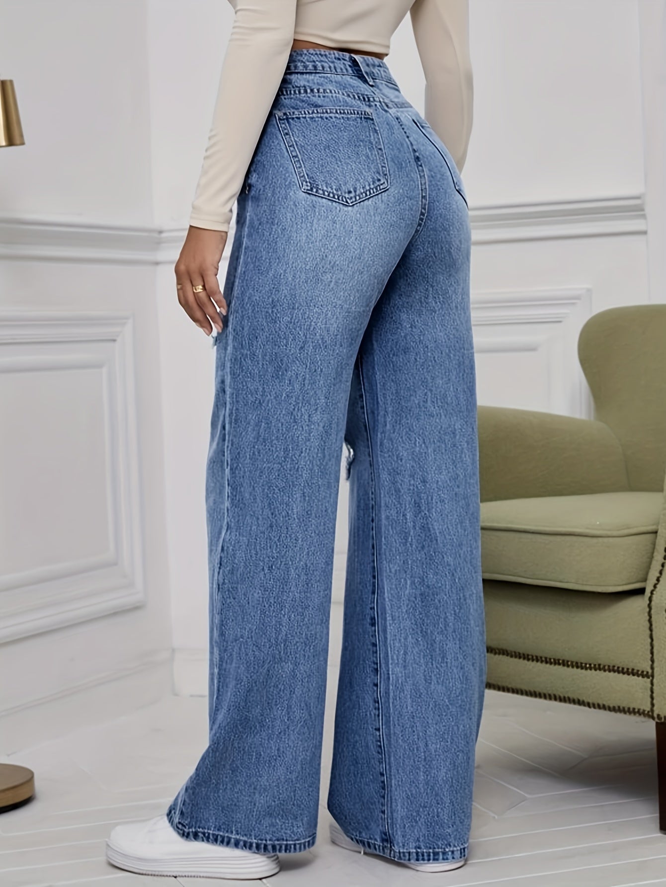 Fashion Casual Versatile denim jeans | Classic Straight Leg Blue Jeans