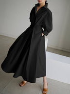Women's Elegant Collared Belted Shirt Dress