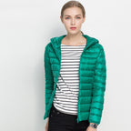 Warm Down Jacket, Women's Short Hooded Super Lightweight - Perfect for Cold Winter Days - Green
