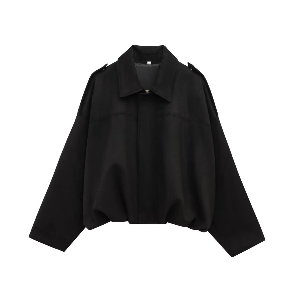 Chaqueta bomber corta y oversize con cremallera para mujer