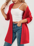 Elegant Plus Size Women's Open Front Cardigan | Stretch Half Sleeve Knit Cover Up