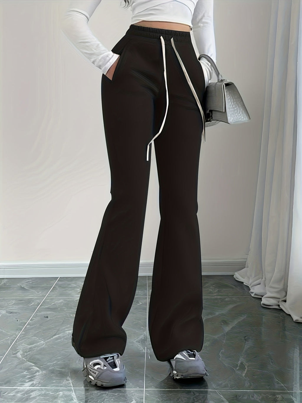 Women's High-Waist Flared Trousers