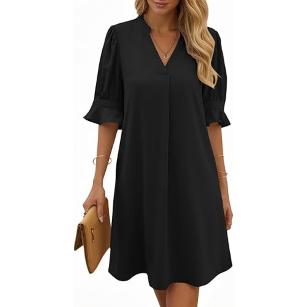 V-Neck Midi Summer Dress – Lightweight for Women