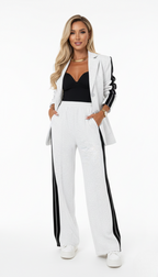 Women's Athleisure Set Emora Nova – Comfortable Striped Tracksuit in Blended Cotton