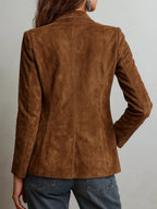 Women Sophisticated Faux Suede Single-Breasted Blazer