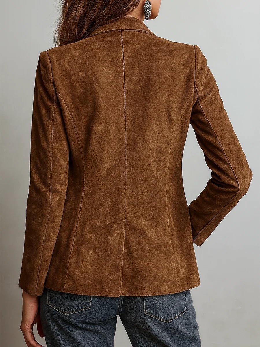 Women Sophisticated Faux Suede Single-Breasted Blazer