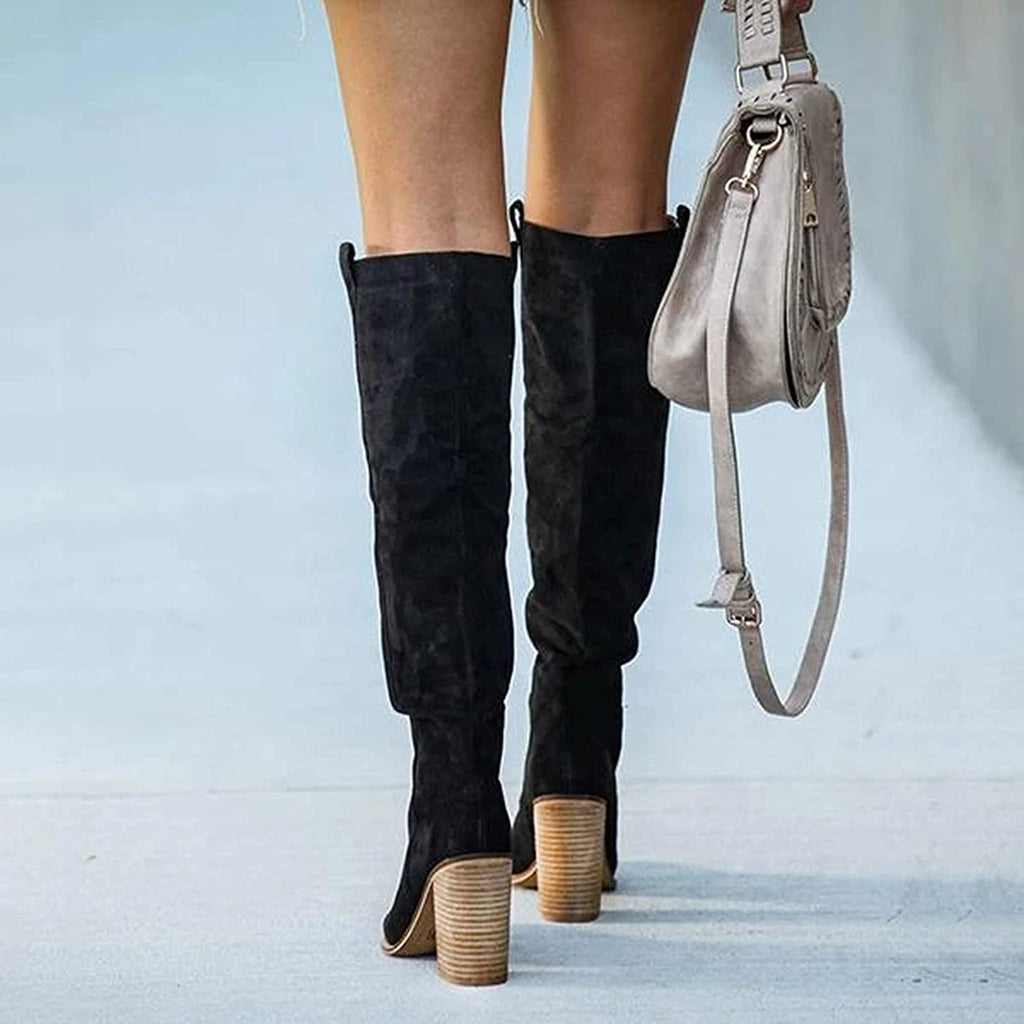 Women’s Stylish Knee-High Block Heel Boots