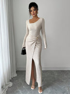 Noir Sculpt Wrap Detail Maxi Dress