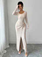 Noir Sculpt Wrap Detail Maxi Dress