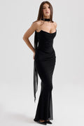 Robe longue de soirée bustier Noir Sculpt