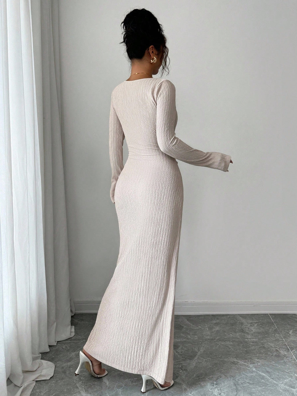 Noir Sculpt Wrap Detail Maxi Dress