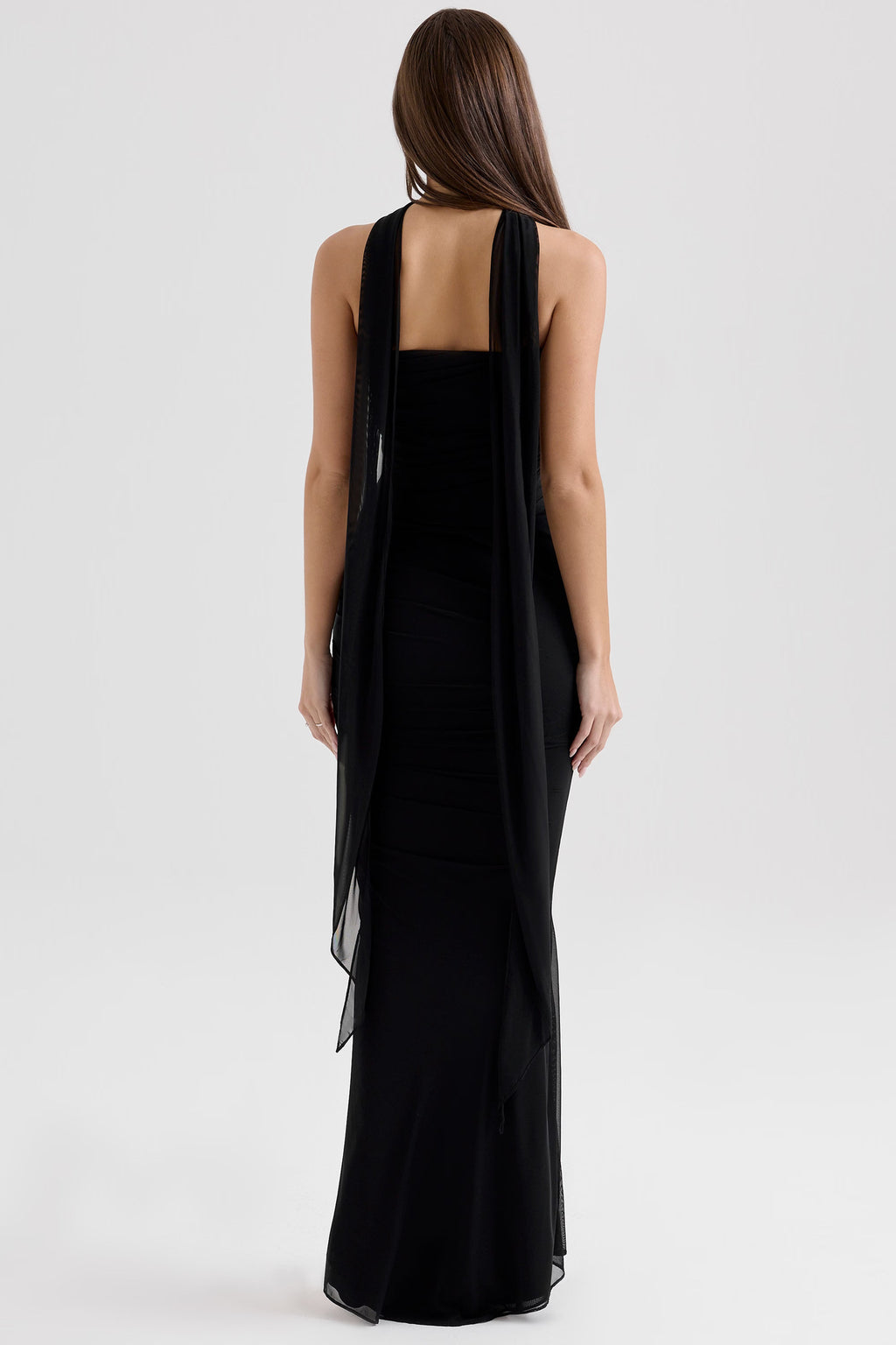 Robe longue de soirée bustier Noir Sculpt
