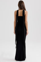 Robe longue de soirée bustier Noir Sculpt