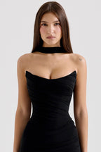 Robe longue de soirée bustier Noir Sculpt