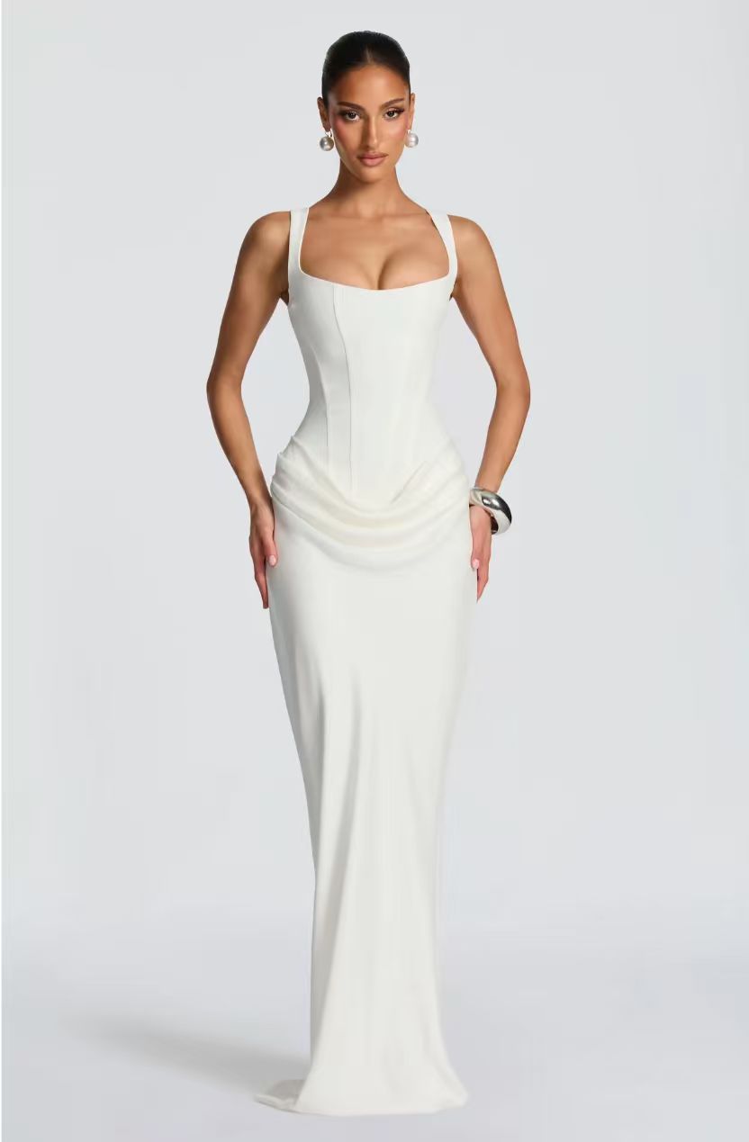 Luxury Sculpting Corset Satin Maxi Dress