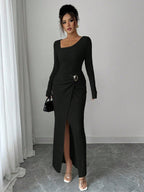 Noir Sculpt Wrap Detail Maxi Dress