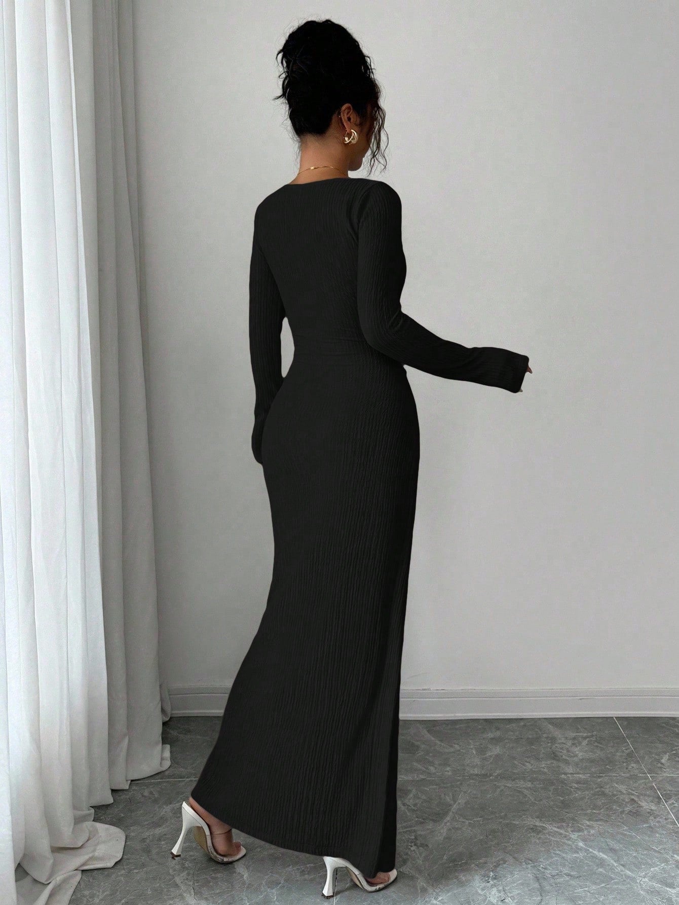 Noir Sculpt Wrap Detail Maxi Dress
