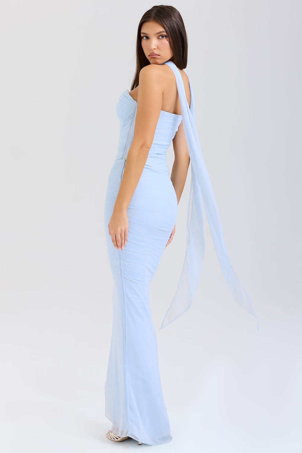 Robe longue de soirée bustier Noir Sculpt