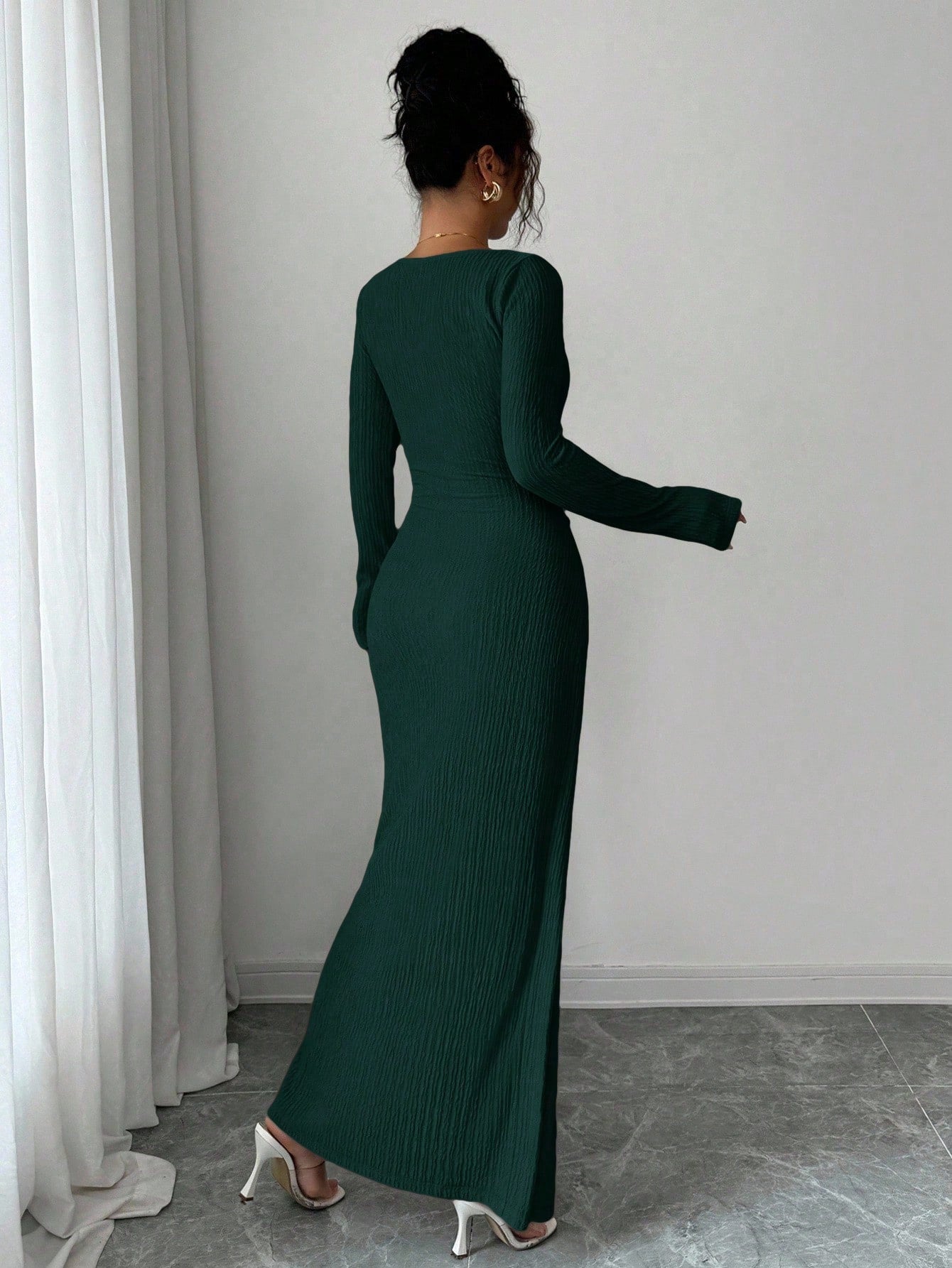 Noir Sculpt Wrap Detail Maxi Dress