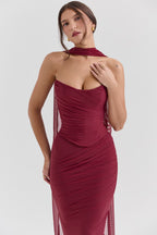 Robe longue de soirée bustier Noir Sculpt