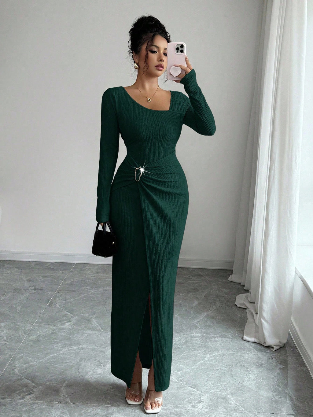 Noir Sculpt Wrap Detail Maxi Dress