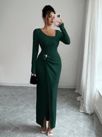 Noir Sculpt Wrap Detail Maxi Dress