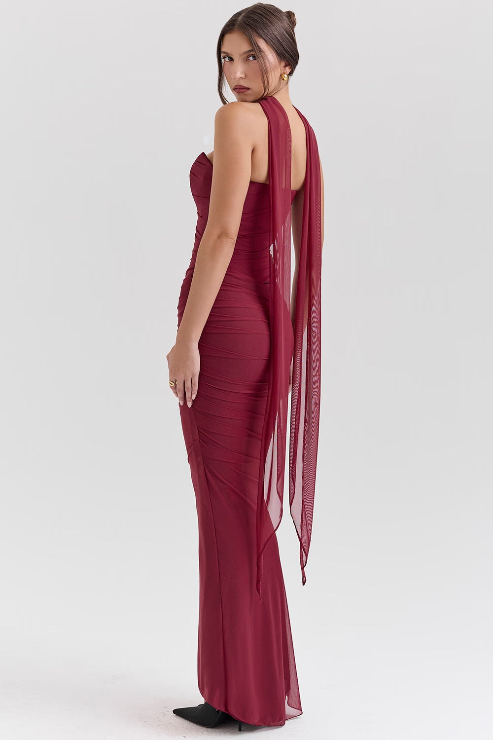 Robe longue de soirée bustier Noir Sculpt