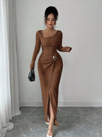 Noir Sculpt Wrap Detail Maxi Dress
