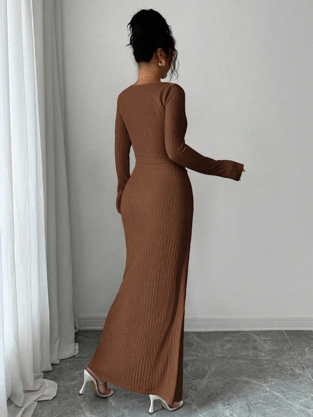 Noir Sculpt Wrap Detail Maxi Dress