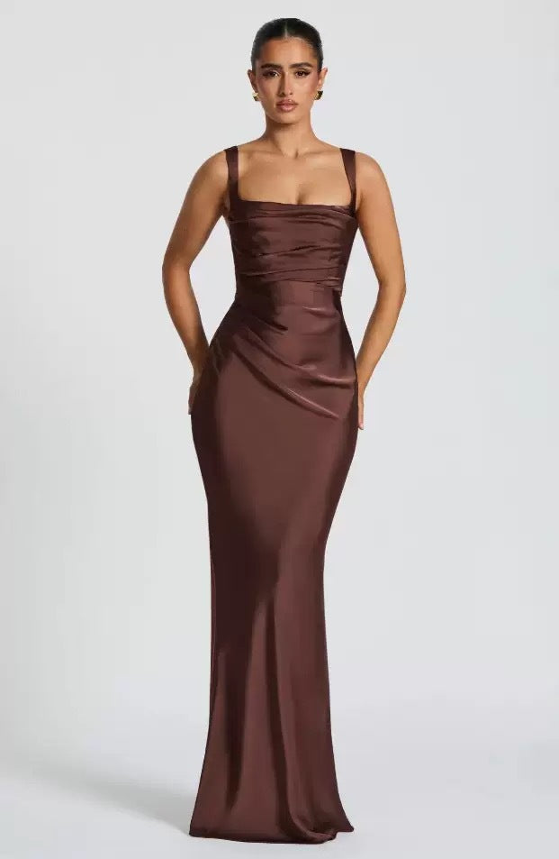 Sculpt Satin Contour Evening Dress