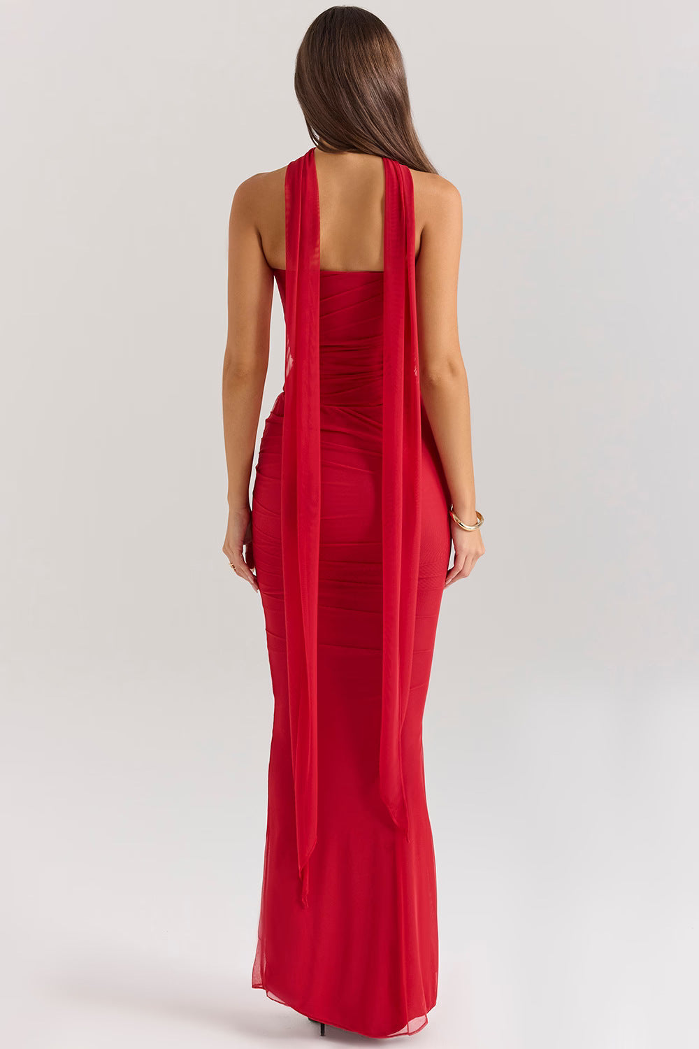 Robe longue de soirée bustier Noir Sculpt