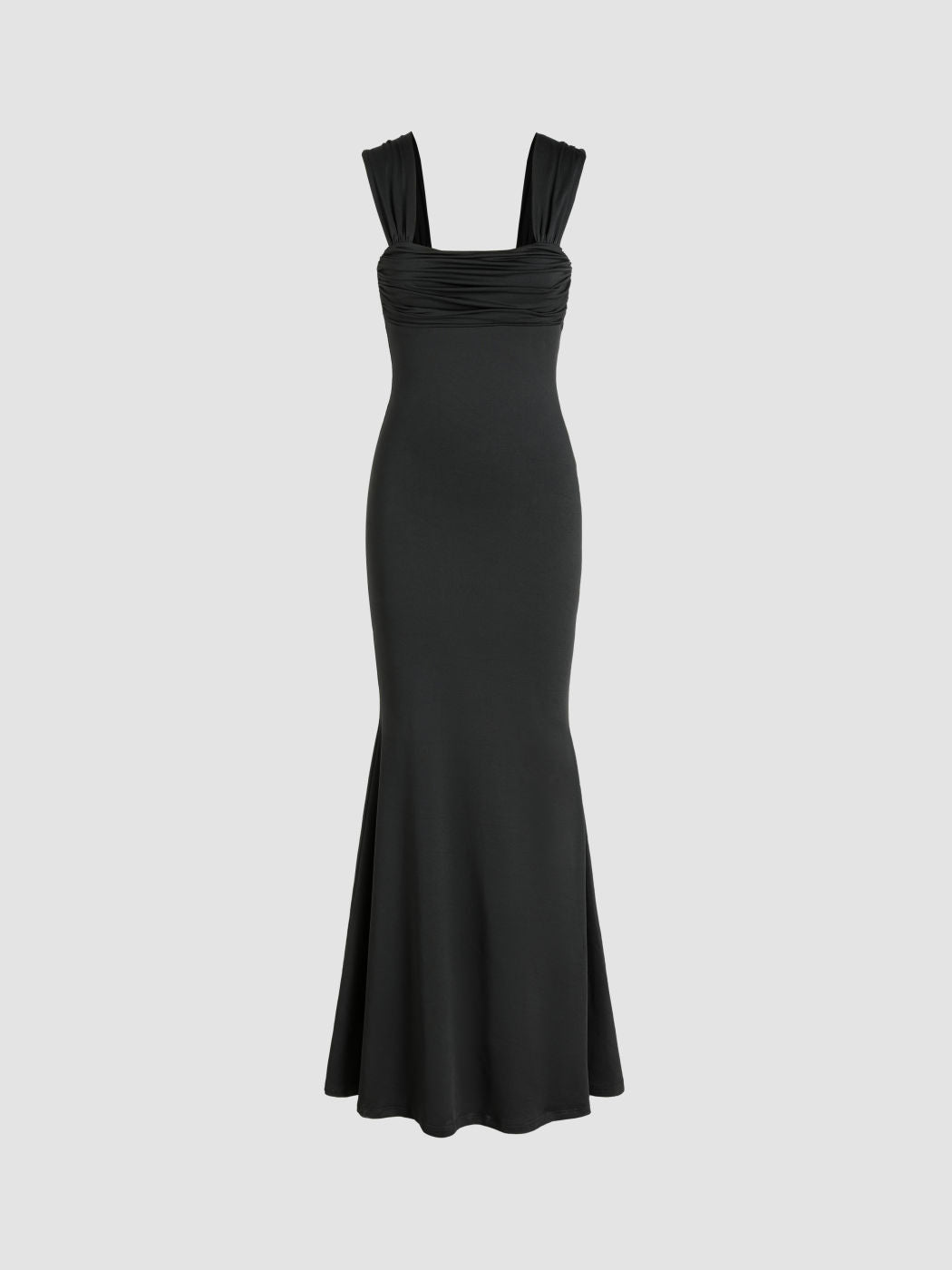 Sculptende maxi-jurk met vierkante hals