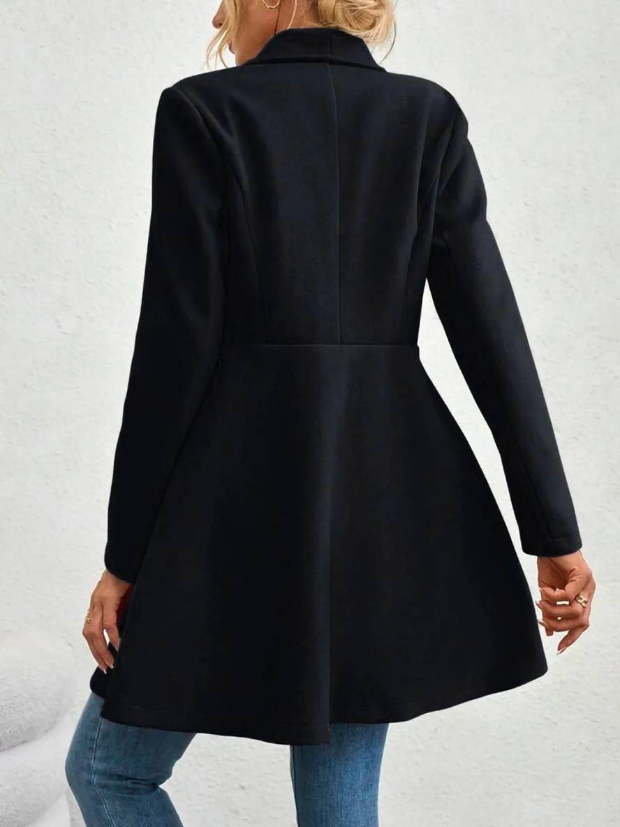 Mittelanger Wollmantel Einfarbig mit Knöpfen, mit Reverskragen, Langen Ärmeln, Elegante, Lässige Jacke für Frauen