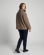 Elegant High-Collar Double-Breasted Cropped Jacket