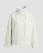 Elegant High-Collar Double-Breasted Cropped Jacket