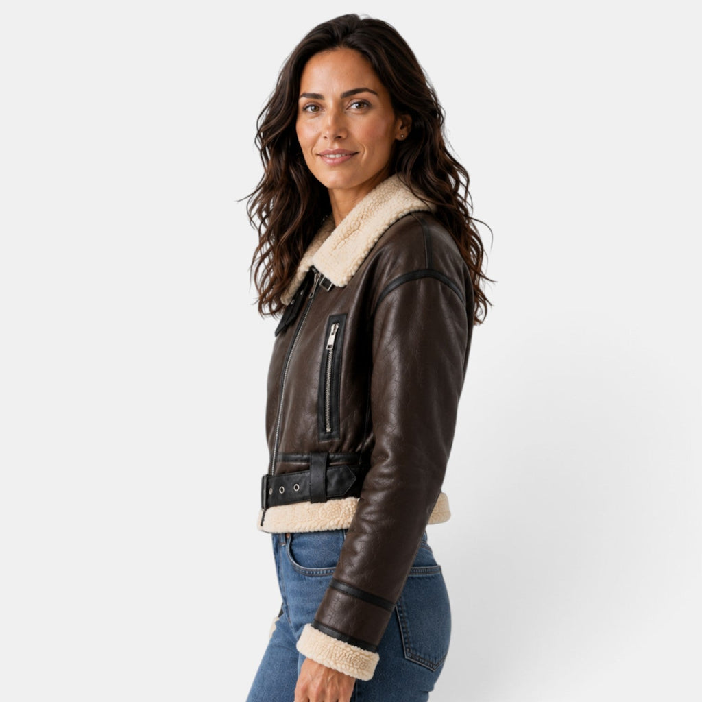 Women's Sheepskin Aviator Jacket with Thermal Lining