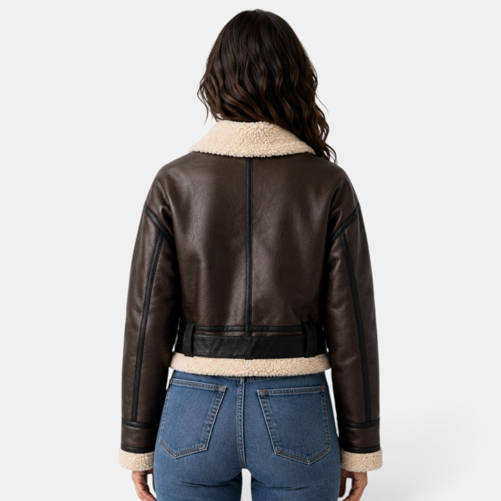 Women's Sheepskin Aviator Jacket with Thermal Lining