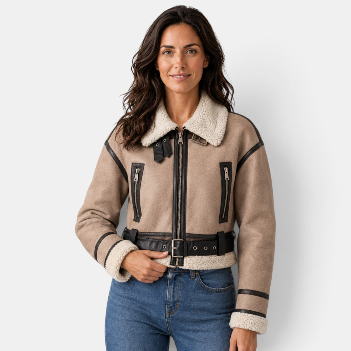 Women's Sheepskin Aviator Jacket with Thermal Lining