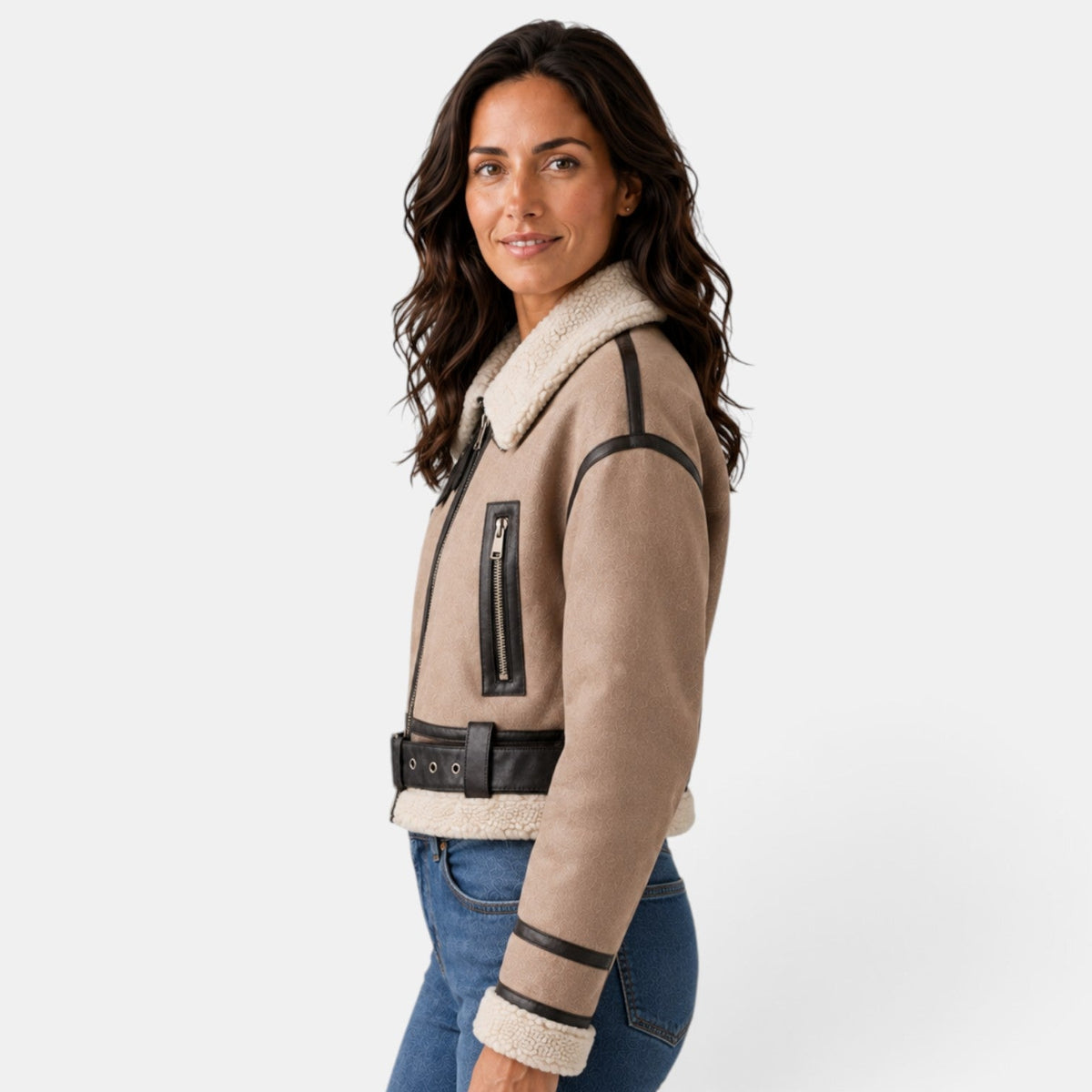 Women's Sheepskin Aviator Jacket with Thermal Lining