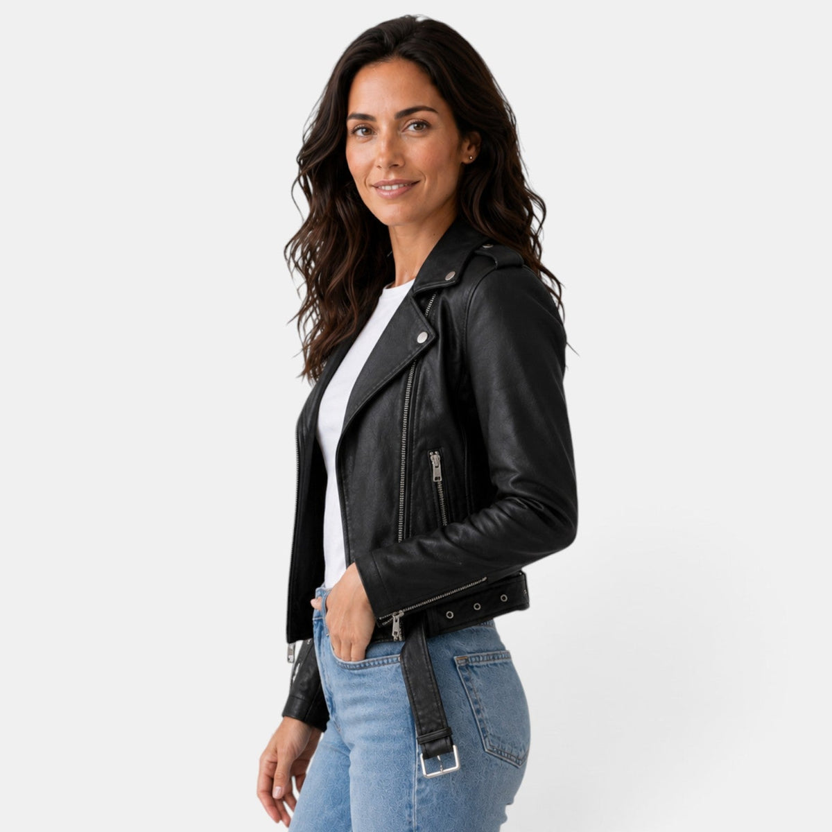 Women's Fitted Elegant Leather Jacket