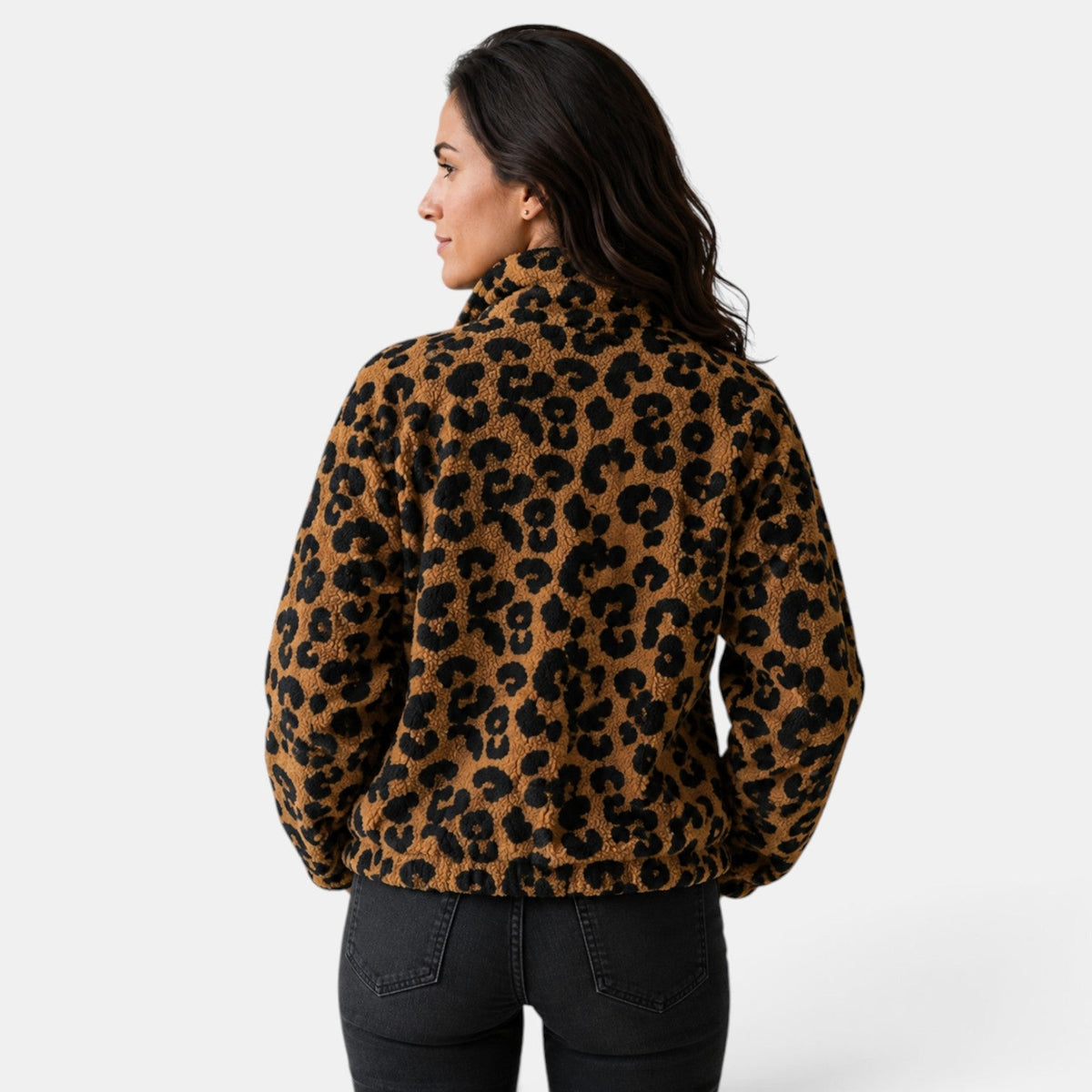 Women's Leopard Print Jacket with Zipper