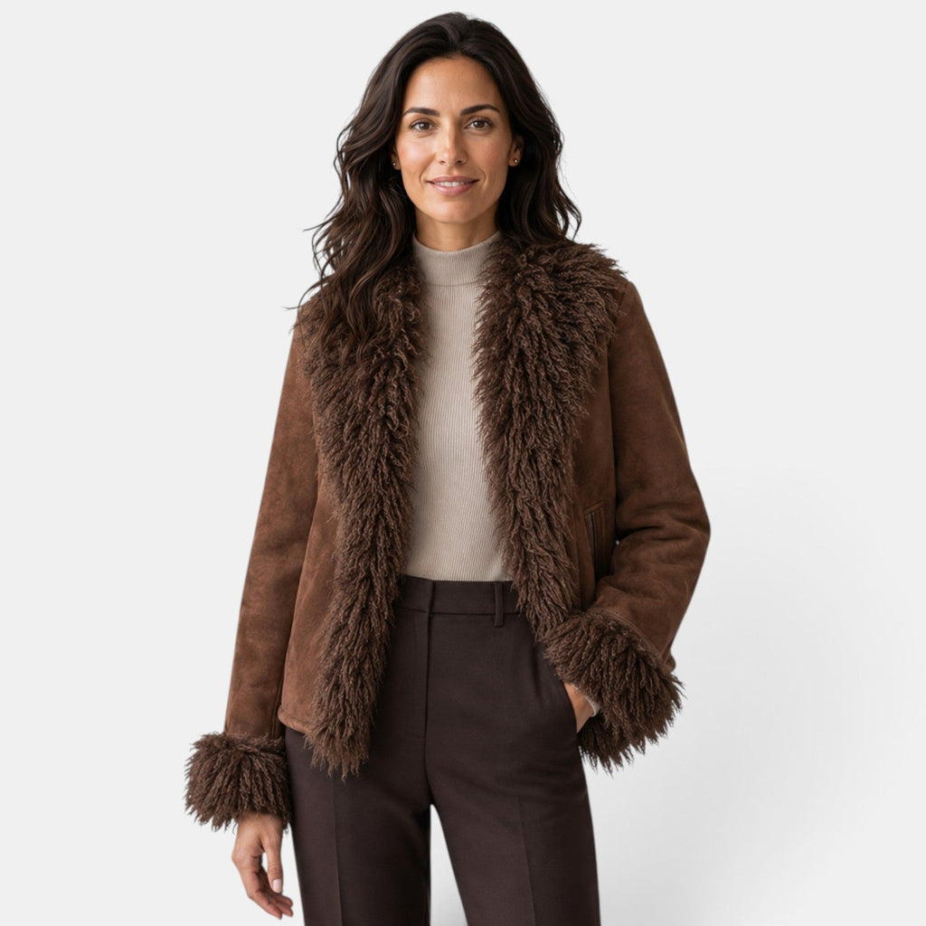 Women's Brown Faux Fur Winter Jacket