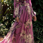 Women's Floral Long Sleeve Flowy  Maxi Dress