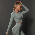 Haut de sport sculptant sans coutures à manches longues